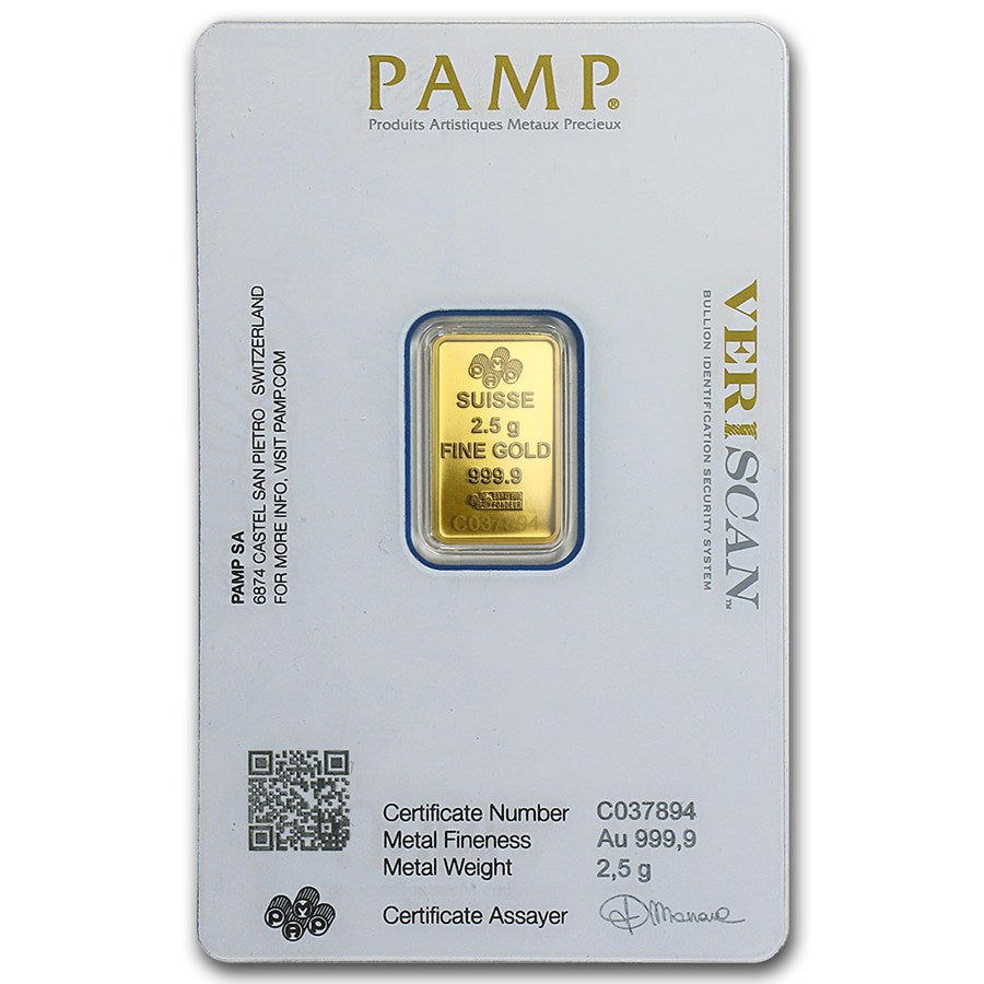 Lingote de Oro PAMP Fortune de 2,5g