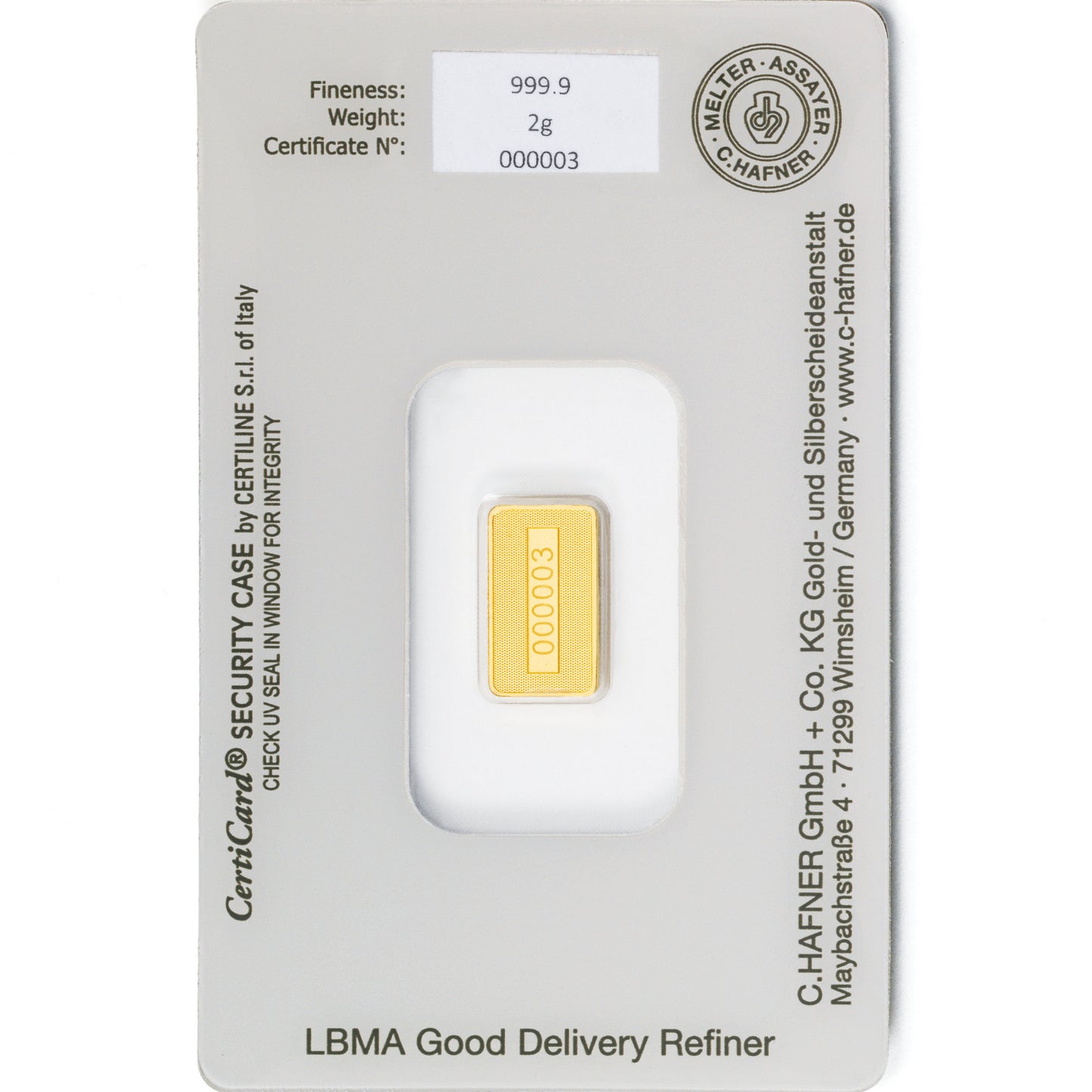 2g Hafner C Gold Bar
