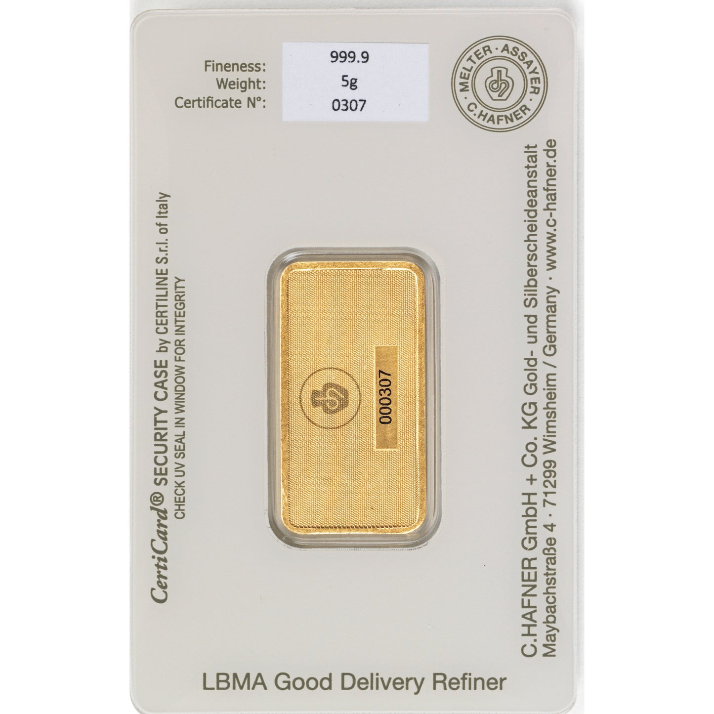 5g Hafner C Gold Bar