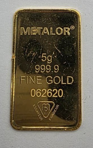 Lingote de Oro METALOR 999.9 24K 5g