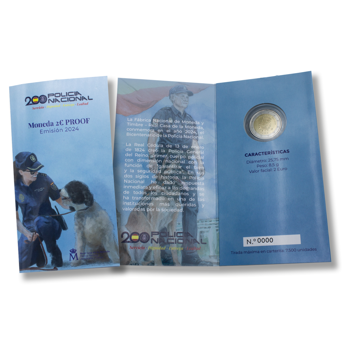 2 € Proof 2024 — Bicentennial of the National Police (Wallet) 